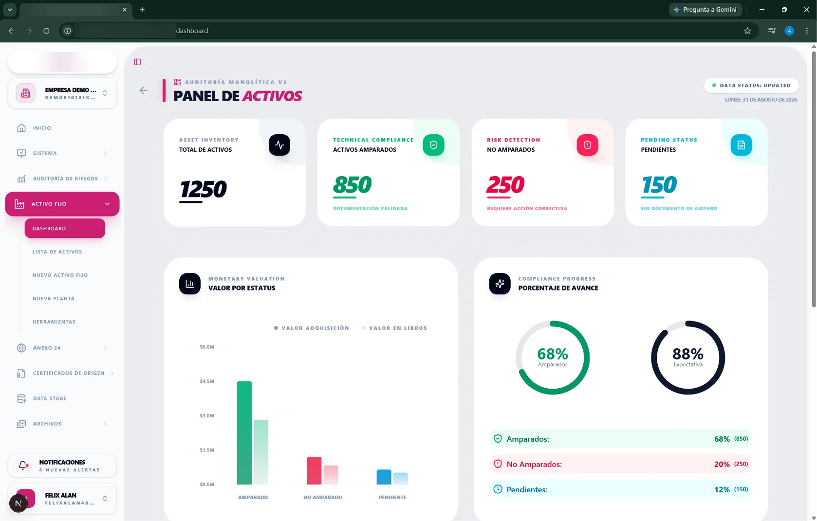Portal empresarial de comercio exterior vista principal 3
